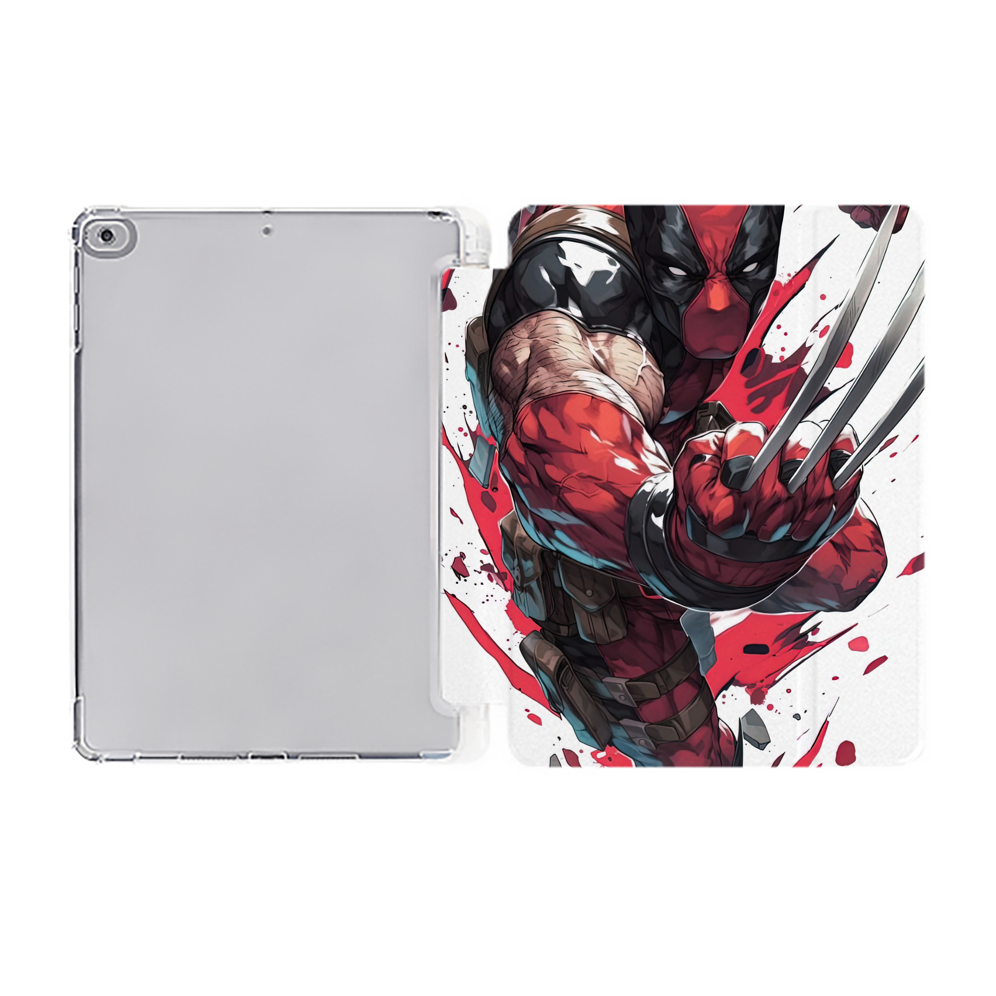 （画像用） Deadpool デッドプール IPad ケース ペン収納付き 三つ折りスタンド PUレザー×シリコン 対応機種9.5/10.5/10.9インチ